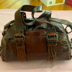 New Brown Leather Francesco Biasia Shoulder Bag Purse